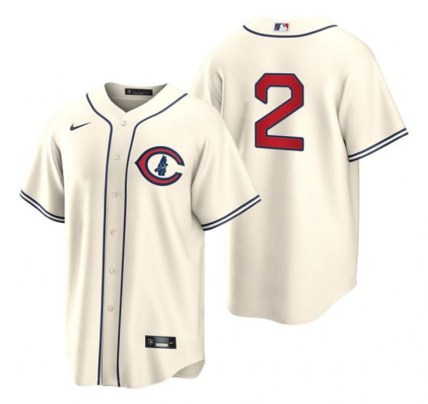 Men's Chicago Cubs #2 Nico Hoerner 2022 Cream Field of Dreams Cool Base Stitched Baseball Jersey